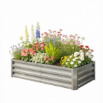 4' x 2' x 1' Galvanized Raised Garden Bed – for Patio Herb Gardening, Sturdy Metal Planter Box - Image 3