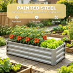 4' x 2' x 1' Galvanized Raised Garden Bed – for Patio Herb Gardening, Sturdy Metal Planter Box - Image 6