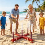 Wooden Ring Toss Game with Storage Bag, Tool-Free Assembly Outdoor Yard Game with Hemp Rope Rings, Portable Party Game for Kids Adults Ages 3+ Reddish-Brown White Ring Toss Lawn Game, Sturdy Solid Wood Frame Throwing Game, Interactive Family Game for Backyard Beach Travel - Image 4