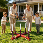 Wooden Ring Toss Game with Storage Bag, Tool-Free Assembly Outdoor Yard Game with Hemp Rope Rings, Portable Party Game for Kids Adults Ages 3+ Reddish-Brown White Ring Toss Lawn Game, Sturdy Solid Wood Frame Throwing Game, Interactive Family Game for Backyard Beach Travel - Image 5