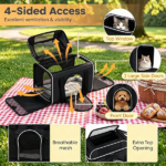 Multi-Way Portable Pet Rolling Carrier Trolley, Aluminum Alloy Frame Collapsible Pet Travel Bag with Safety Leash Padded Carry Handle for Vet Visits Road Trips Daily Walking Black - Image 4