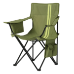 Folding Camping Chair with Built-in Cooler Bag & Cup Holder, Heavy Duty 350 lbs Capacity Portable Outdoor Camp Chair, Green Padded Folding Chair with Side Pocket for Camping, Beach, Patio, Picnic, Travel - Image 3