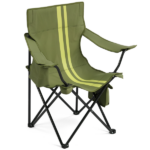Folding Camping Chair with Built-in Cooler Bag & Cup Holder, Heavy Duty 350 lbs Capacity Portable Outdoor Camp Chair, Green Padded Folding Chair with Side Pocket for Camping, Beach, Patio, Picnic, Travel - Image 4