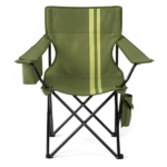 Folding Camping Chair with Built-in Cooler Bag & Cup Holder, Heavy Duty 350 lbs Capacity Portable Outdoor Camp Chair, Green Padded Folding Chair with Side Pocket for Camping, Beach, Patio, Picnic, Travel - Image 5