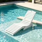 HDPE In-Pool Lounge Chair with Rear Rolling Wheels, 450 LBS Capacity S-Curve Ergonomic Pool Chaise for 5.5"-8.5" Water Depth 304 Stainless Steel Hardware Weather Resistant Sun Shelf Pool Float Seat -White - Image 2