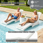 HDPE In-Pool Lounge Chair with Rear Rolling Wheels, 450 LBS Capacity S-Curve Ergonomic Pool Chaise for 5.5"-8.5" Water Depth 304 Stainless Steel Hardware Weather Resistant Sun Shelf Pool Float Seat -White - Image 6