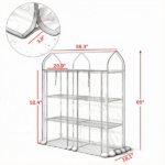 Clear Small 3-Tier Mini Greenhouse – Portable Plant Greenhouse with 2 Roll-up Doors, 56.3" x 18.1" x 65" - Image 3