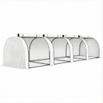 White Portable 13' L x 3' W x 2.5' H Tunnel Greenhouse – Garden Grow Tent with 4 Zipper Doors, Water/UV Protected PE Cover - Image 3