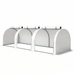 White 9.7' x 3' x 2.5' Mini Tunnel Greenhouse – Portable Outdoor Garden Structure, 3 Zipper Doors, Water/UV Resistant PE Cover - Image 3