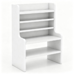 White 6-Tier Desktop Storage Organizer, Adjustable Removable Shelves Wooden Desk Rack with Anti-Fall Baffles for Craft Supplies Stationery - Image 2