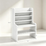 White 6-Tier Desktop Storage Organizer, Adjustable Removable Shelves Wooden Desk Rack with Anti-Fall Baffles for Craft Supplies Stationery - Image 4