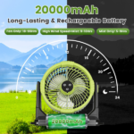 5-in-1 Rechargeable Misting Cooling Fan with 20000mAh Power Bank, 10L Large Water Tank 4 Mist Modes 4 Wind Speeds, RGB Night Light Timer Remote Control Portable Water Fan for Camping Patio RV Bedroom - Image 6