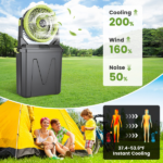 5-in-1 Rechargeable Misting Cooling Fan with 20000mAh Power Bank, 10L Large Water Tank 4 Mist Modes 4 Wind Speeds, RGB Night Light Timer Remote Control Portable Water Fan for Camping Patio RV Bedroom - Image 7
