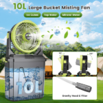 5-in-1 Rechargeable Misting Cooling Fan with 20000mAh Power Bank, 10L Large Water Tank 4 Mist Modes 4 Wind Speeds, RGB Night Light Timer Remote Control Portable Water Fan for Camping Patio RV Bedroom - Image 8