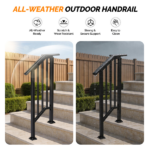 Handrails for Outdoor Steps Fits 1 to 2 Steps - Image 7