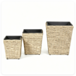 3-Piece Nested Rattan Planter Set, UV Resistant PP Wicker Plant Boxes with Removable Liner & Drainage Holes for Indoor Outdoor Garden Patio - Image 5