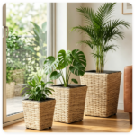 3-Piece Nested Rattan Planter Set, UV Resistant PP Wicker Plant Boxes with Removable Liner & Drainage Holes for Indoor Outdoor Garden Patio - Image 7