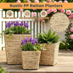 3-Piece Nested Rattan Planter Set, UV Resistant PP Wicker Plant Boxes with Removable Liner & Drainage Holes for Indoor Outdoor Garden Patio - Image 8
