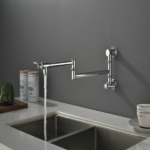 Wall mounted Pot Filler Faucet, Modern Brass Pot Filler Two-Attachment Wall Mount Folding Kitchen Pot Filler Swing Arm - Image 3