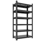 6-Tier Metal Storage Rack, 82"H Garage Shelving, Adjustable Shelves & Reinforced Double-Layer Uprights, Black, Assembly Required - Image 3