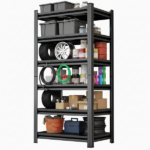 6-Tier Metal Storage Rack, 82"H Garage Shelving, Adjustable Shelves & Reinforced Double-Layer Uprights, Black, Assembly Required - Image 7