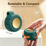 Portable Clip-On Small Silent Bladeless Fan USB Rechargeable 3-Speed Mini Fans Green (products W/ battery US Logistics For DHL Ground/ Fedex Ground. TK/TMEU only For self-pickup, self-pickup Cannot use USPS) - Image 5