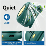 Portable Clip-On Small Silent Bladeless Fan USB Rechargeable 3-Speed Mini Fans Green (products W/ battery US Logistics For DHL Ground/ Fedex Ground. TK/TMEU only For self-pickup, self-pickup Cannot use USPS) - Image 6