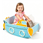 Wooden Rocking Boat Toy with Rotating Propeller, Toddler Climbing Rocker with Handrails, Indoor Play Gift for Kids Ages 1+ - Image 3