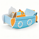 Wooden Rocking Boat Toy with Rotating Propeller, Toddler Climbing Rocker with Handrails, Indoor Play Gift for Kids Ages 1+ - Image 5