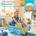 Wooden Rocking Boat Toy with Rotating Propeller, Toddler Climbing Rocker with Handrails, Indoor Play Gift for Kids Ages 1+ - Image 8