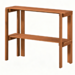 Natural Wood Folding Storage Shelf, Slatted Drainage Design Portable Display Rack for Indoor Outdoor Shoe & Plant Organizer 2-Tier Storage Shelves - Image 5
