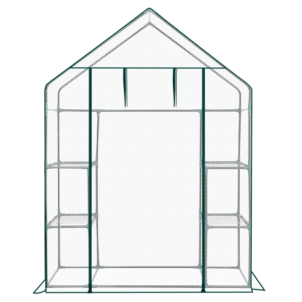 Mini Walk-in Greenhouse with PE Cover, 4-Shelf Indoor Outdoor Plant Gardening Green House for Garden Backyard, 56" x 29" x 77", White
