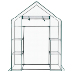 Mini Walk-in Greenhouse with PE Cover, 4-Shelf Indoor Outdoor Plant Gardening Green House for Garden Backyard, 56" x 29" x 77", White - Image 4