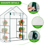 Mini Walk-in Greenhouse with PE Cover, 4-Shelf Indoor Outdoor Plant Gardening Green House for Garden Backyard, 56" x 29" x 77", White - Image 5
