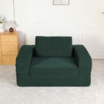 Compression Human Dog Sofa Bed for Adult & Pets,Modern Floor Couch With Pillow for Living Room Bedroom,Corduroy Fabric,No Assembly Required, Dark Green - Image 3