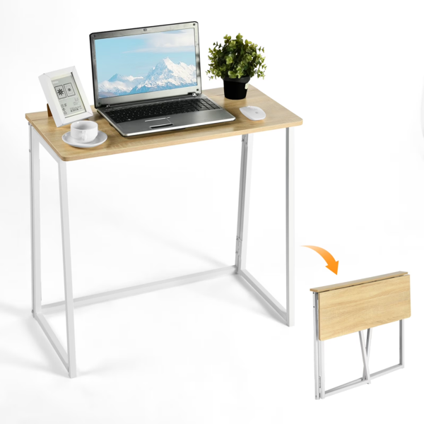 85040626_1 Folding Table, Portable Space-Saving Desk for Home, Apartment, Small Office, Light Oak (Shipment from Walmart) - Image 1