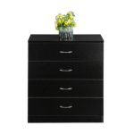 4-Drawer Particleboard Drawer Cabinet with Textured Melamine Finish 25.98*12.99*28.74in Black (=53287540) - Image 6