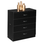 4-Drawer Particleboard Drawer Cabinet with Textured Melamine Finish 25.98*12.99*28.74in Black (=53287540) - Image 7