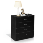 4-Drawer Particleboard Drawer Cabinet with Textured Melamine Finish 25.98*12.99*28.74in Black (=53287540) - Image 8