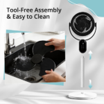 US Standard FKYT-L18XH5R Circulation Fan, 110V 40W, 2-in-1 Air Circulator Fan with Remote Control, ABS Housing, Copper-clad Aluminum Motor, Black & White, 3 Speed Levels, 12H Timer, Manual Vertical Adjustment, Automatic Horizontal Oscillation, LED Display & Remote Control, Ventilation, Dual-use for - Image 5