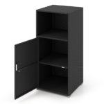 Black Wicker Garden Storage Cabinet, Dual Open & Closed Design Outdoor Tool Cushion Storage Cabinet for Backyard Porch Poolside - Image 5