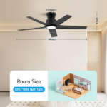 44 inch Ceiling Fans with Lights, Large Air Volume Ceiling Fans with Reversible Quiet DC Motor and Remote, 5D-W5, 5X-W5[Unable ship on weekends, TK/TEMU only for pickup, only TX10643 warehouse supports GOFO] - Image 4
