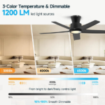 44 inch Ceiling Fans with Lights, Large Air Volume Ceiling Fans with Reversible Quiet DC Motor and Remote, 5D-W5, 5X-W5[Unable ship on weekends, TK/TEMU only for pickup, only TX10643 warehouse supports GOFO] - Image 6