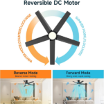 44 inch Ceiling Fans with Lights, Large Air Volume Ceiling Fans with Reversible Quiet DC Motor and Remote, 5D-W5, 5X-W5[Unable ship on weekends, TK/TEMU only for pickup, only TX10643 warehouse supports GOFO] - Image 7