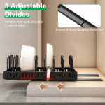 Adjustable Carbon Steel Sliding Cookware Storage Rack, Anti-Rust Pull Out Pan Lid Holder for Cutting Boards Baking Sheets Bakeware-black - Image 6