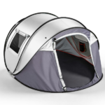 4 Person Pop Up Tent for Camping, Waterproof Instant Family Tent with Front Awning, Automatic Tent Throw Pop Up Instant Flip Pop Tent for Camping, Light Gray - Image 4