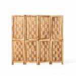 4 Panel Paulownia Wood Folding Room Divider with Wave Cutout Pattern, Double-Side 180° Hinges Stable Support Legs No Assembly Required Freestanding Privacy Screen for Bedroom Living Room Office Brow - Image 6