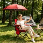 Folding Camping Chair with Detachable 8-Rib Sun Umbrella, 42.13 Inch Canopy Aluminum Alloy Portable Lawn Chair Supports 330LBS with Cup Holder - Image 3