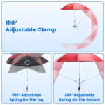 Folding Camping Chair with Detachable 8-Rib Sun Umbrella, 42.13 Inch Canopy Aluminum Alloy Portable Lawn Chair Supports 330LBS with Cup Holder - Image 6