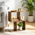 Narrow Side Table with Storage Shelves, 19.7" W x 7.7" D x 22.8" H - Image 2